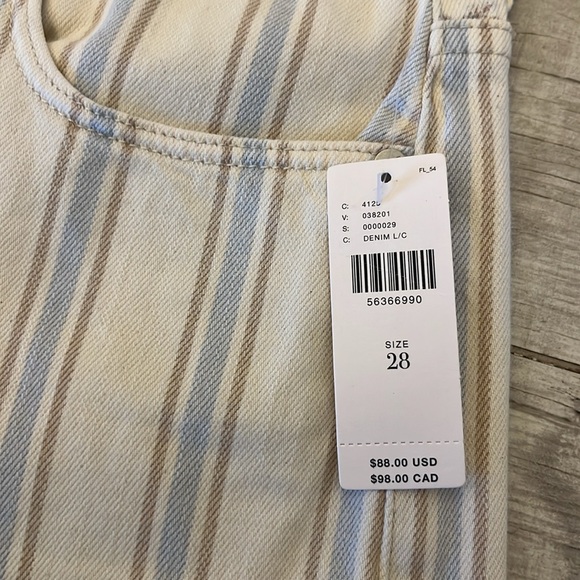 Anthropologie Denim Shorts 28 Pilcro Slim‎ Boyfriend Striped Cream High Rise NWT - Picture 3 of 11